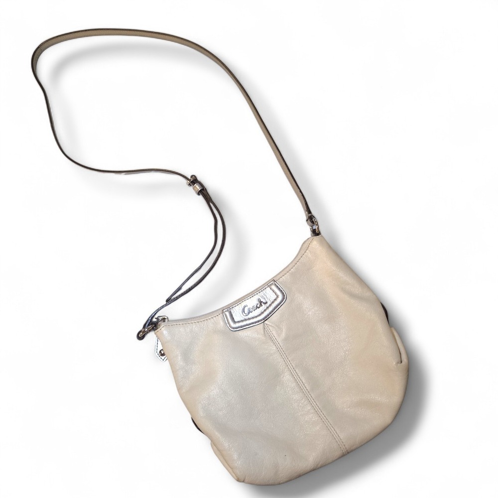 Coach Pebbled Leather Crossbody Bag in Light Gray - Picture 10 of 10